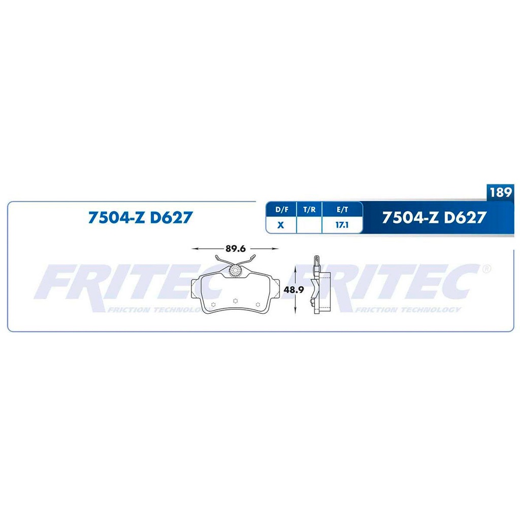 Pastilla para freno de disco Fritec. Formula Ceramic Specific. Trasera Fritec SPC-7504-Z