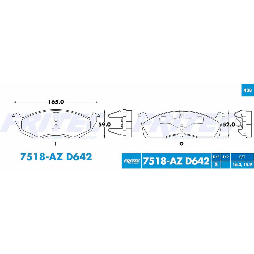 FR-SPC-7518-AZ — Pastilla para freno de disco Fritec. Formula Ceramic Specific. Delantera Fritec SPC-7518-AZ