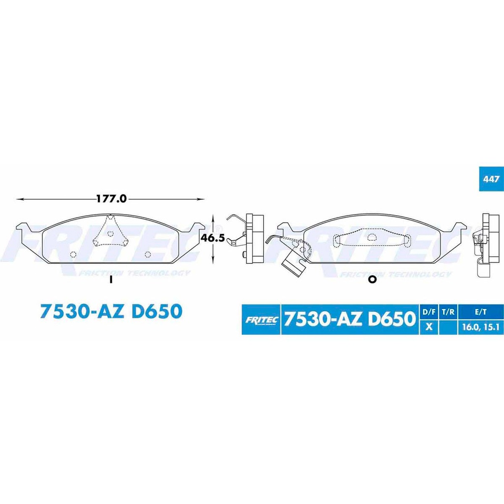 FR-SPC-7530-AZ — Pastilla para freno de disco Fritec. Formula Ceramic Specific. Delantera Fritec SPC-7530-AZ