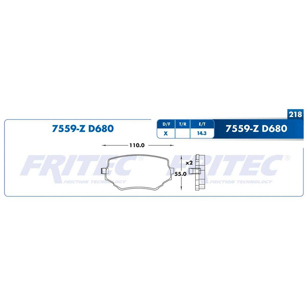 FR-SPC-7559-Z — Pastilla para freno de disco Fritec. Formula Ceramic Specific. Delantera Fritec SPC-7559-Z