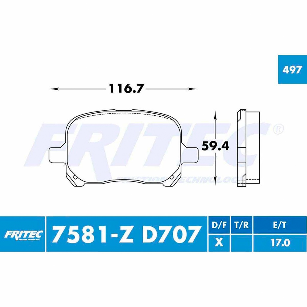 Pastilla para freno de disco Fritec. Formula Ceramic Specific. Delantera Fritec SPC-7581-Z