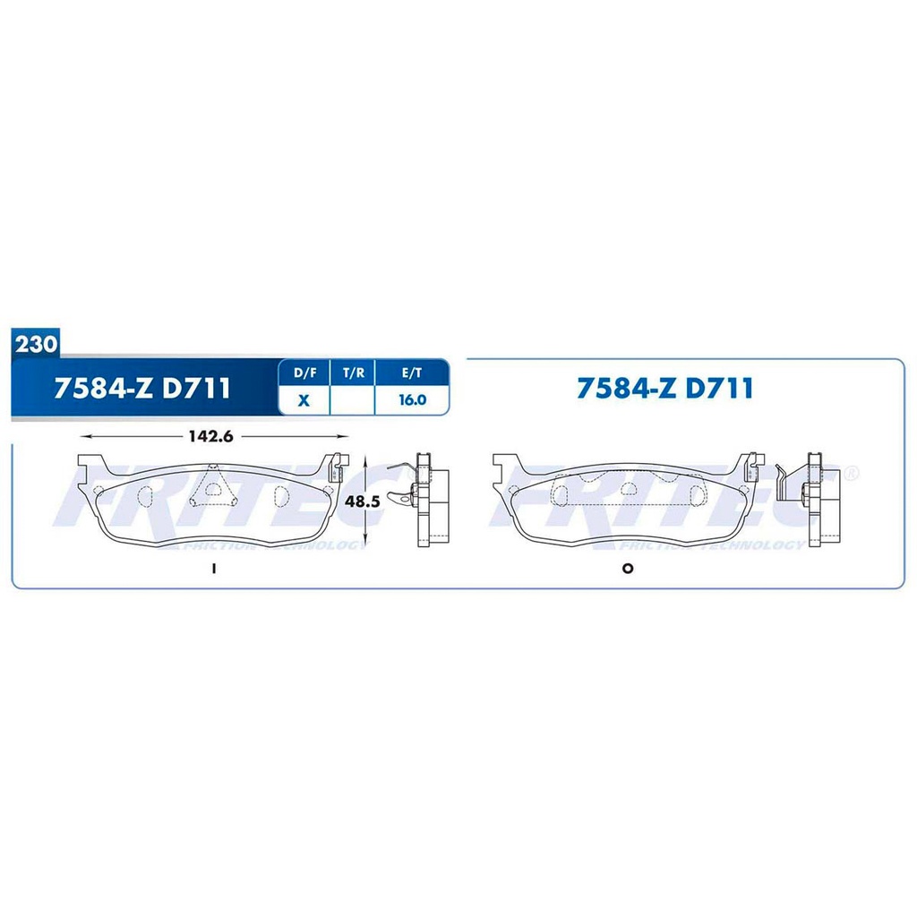 Pastilla para freno de disco Fritec. Formula Ceramic Specific. Trasera Fritec SPC-7584-Z