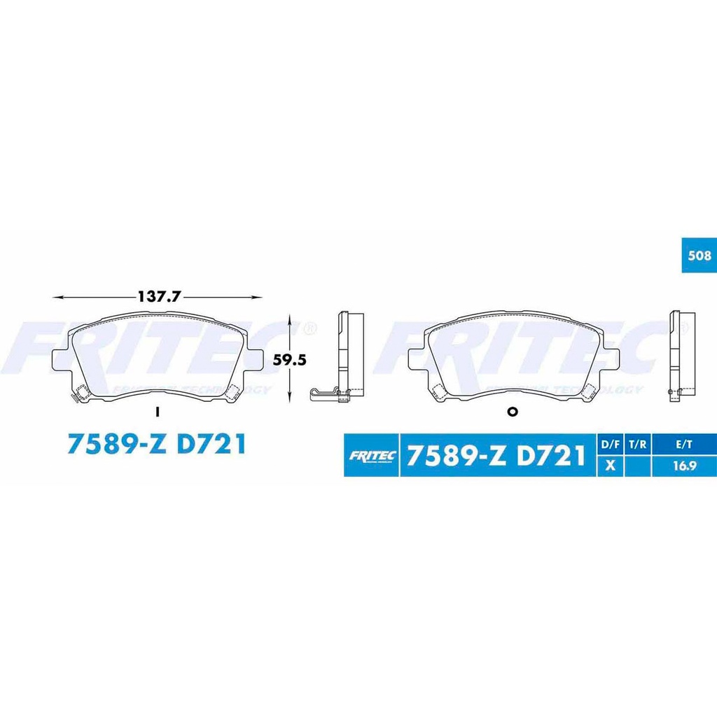 Pastilla para freno de disco Fritec. Formula Ceramic Specific. Delantera Fritec SPC-7589-Z