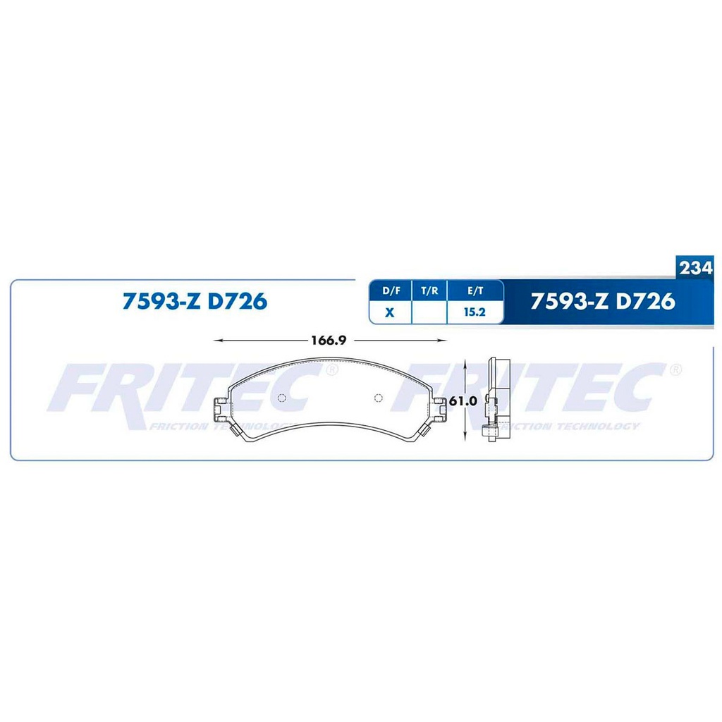 Pastilla para freno de disco Fritec. Formula Ceramic Specific. Delantera Fritec SPC-7593-Z