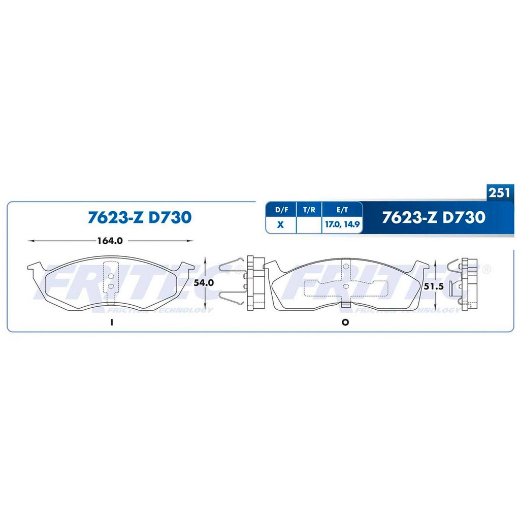 Pastilla para freno de disco Fritec. Formula Ceramic Specific. Delantera Fritec SPC-7623-Z