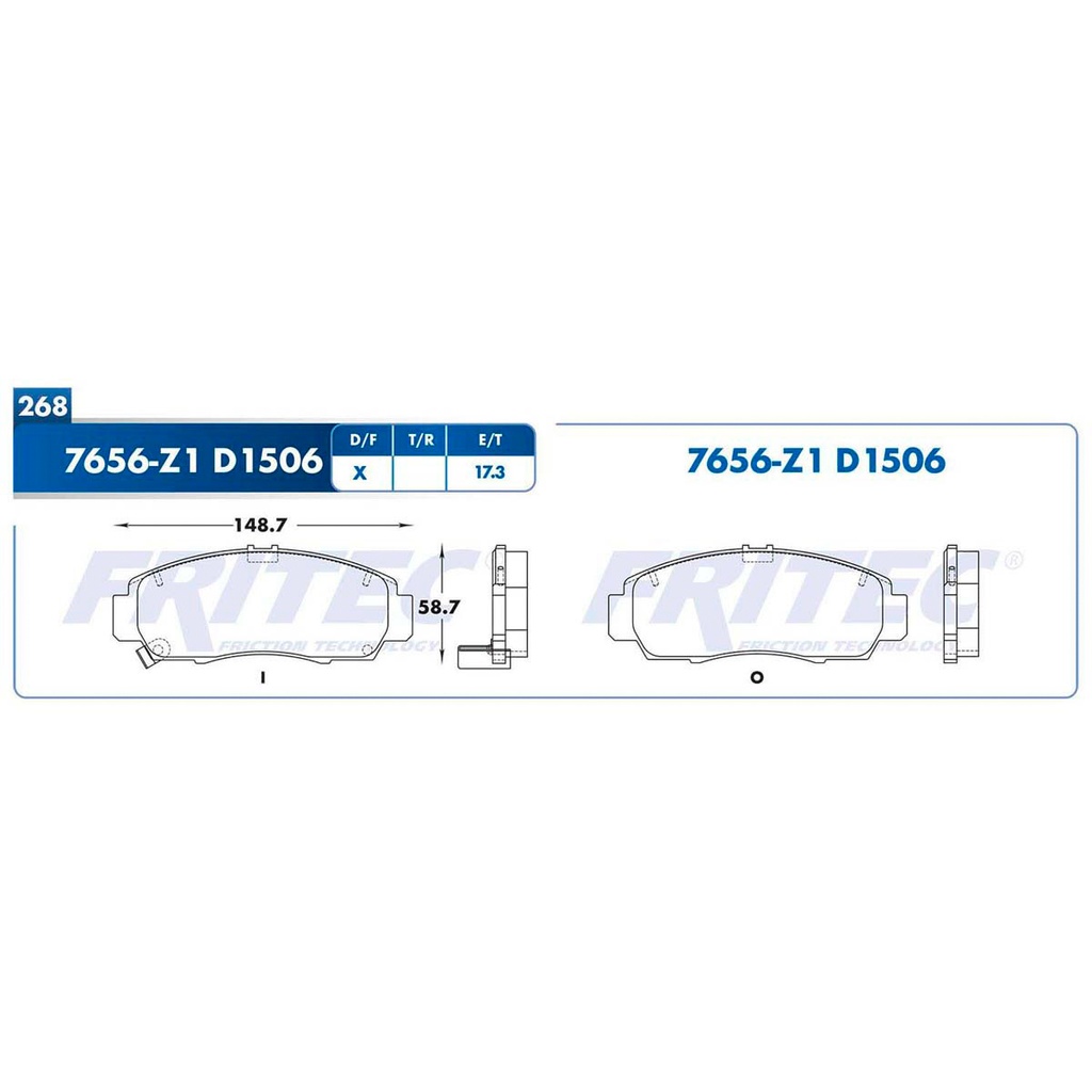 Pastilla para freno de disco Fritec. Formula Ceramic Specific. Delantera Fritec SPC-7656-Z1