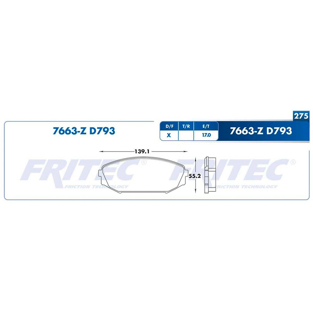 Pastilla para freno de disco Fritec. Formula Ceramic Specific. Delantera Fritec SPC-7663-Z