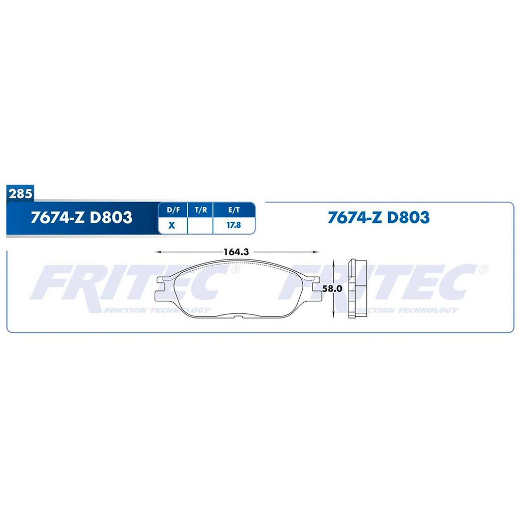 Pastilla para freno de disco Fritec. Formula Ceramic Specific. Delantera Fritec SPC-7674-Z