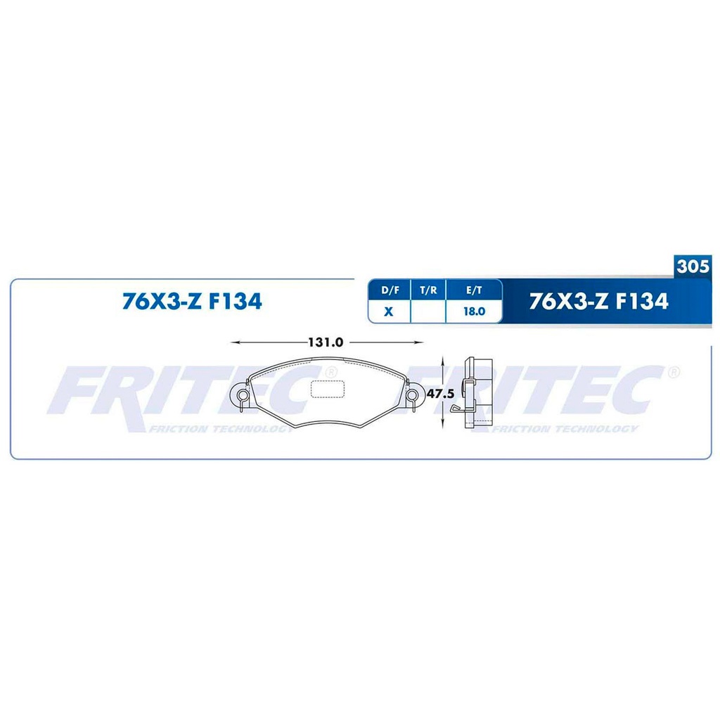 Pastilla para freno de disco Fritec. Formula Ceramic Specific. Delantera Fritec SPC-76X3-Z
