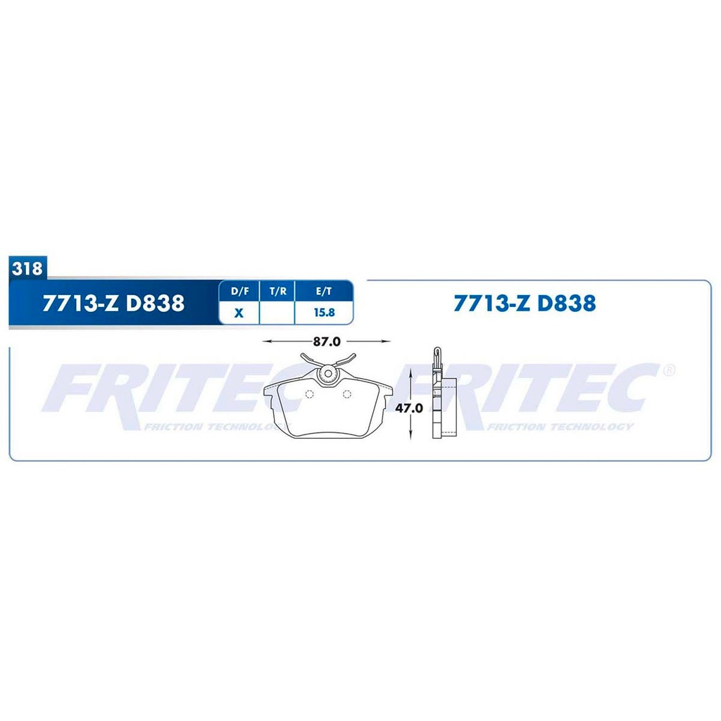 Pastilla para freno de disco Fritec. Formula Ceramic Specific. Trasera Fritec SPC-7713-Z