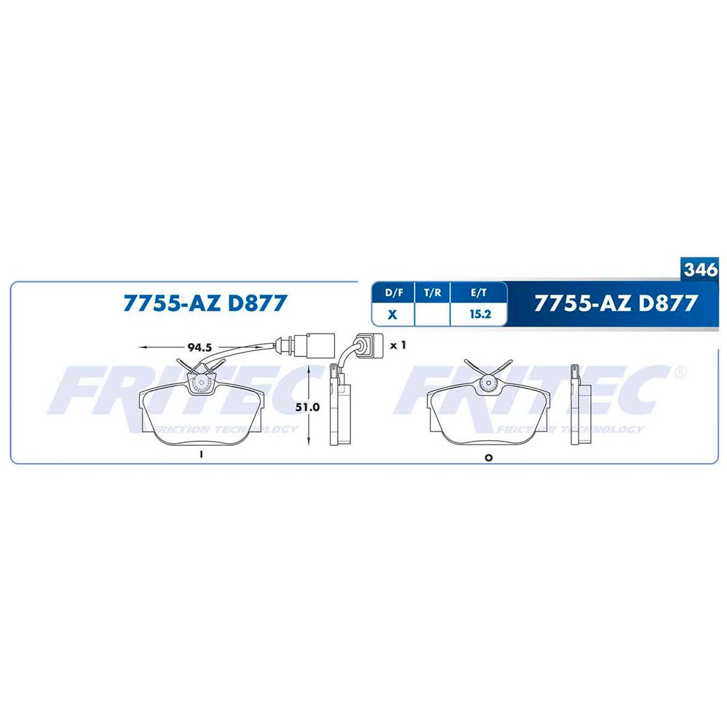 Pastilla para freno de disco Fritec. Formula Ceramic Specific. Trasera Fritec SPC-7755-AZ