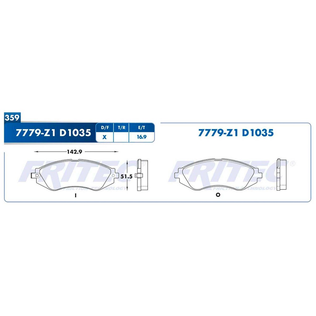 Pastilla para freno de disco Fritec. Formula Ceramic Specific. Delantera Fritec SPC-7779-Z1