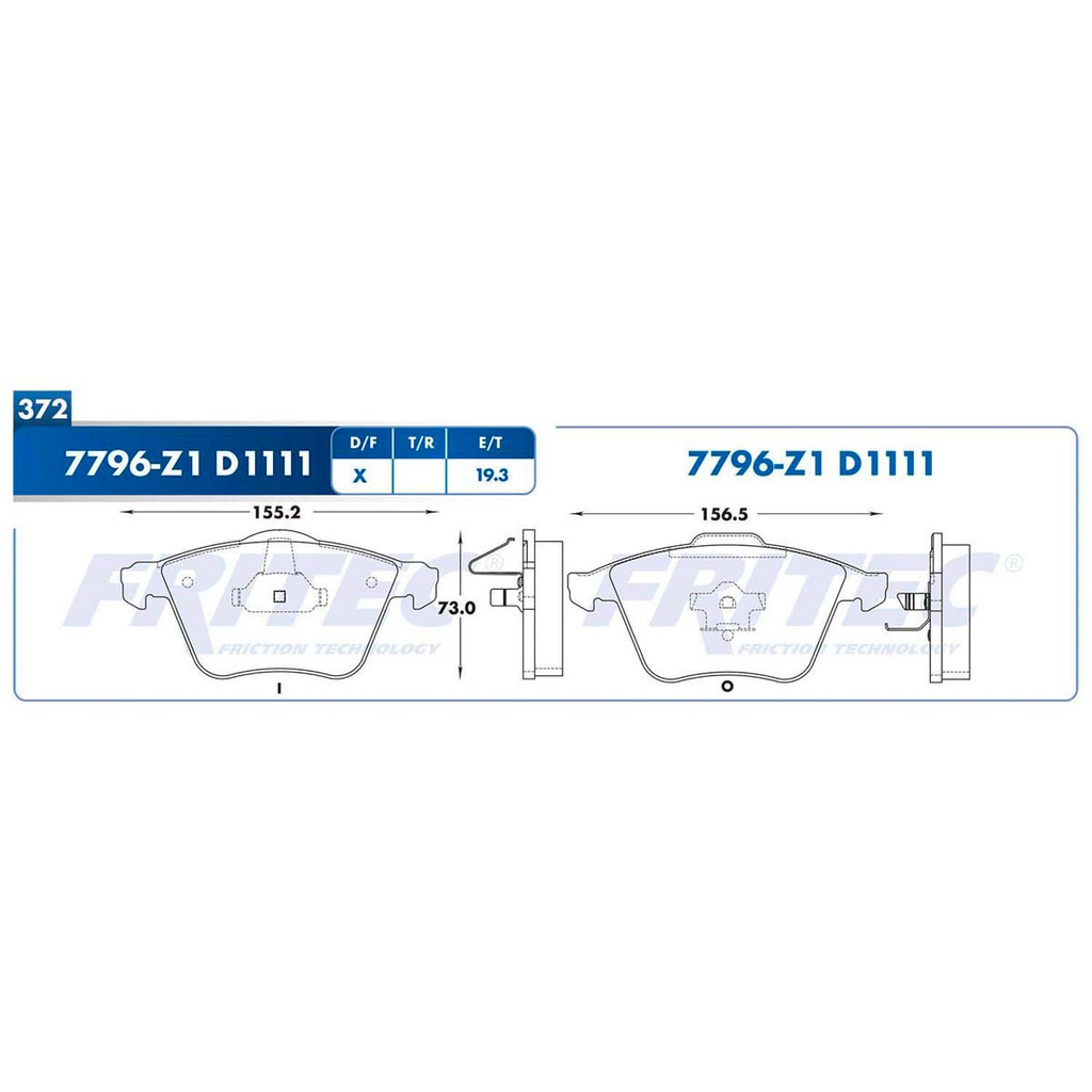FR-SPC-7796-Z1 — Pastilla para freno de disco Fritec. Formula Ceramic Specific. Delantera Fritec SPC-7796-Z1