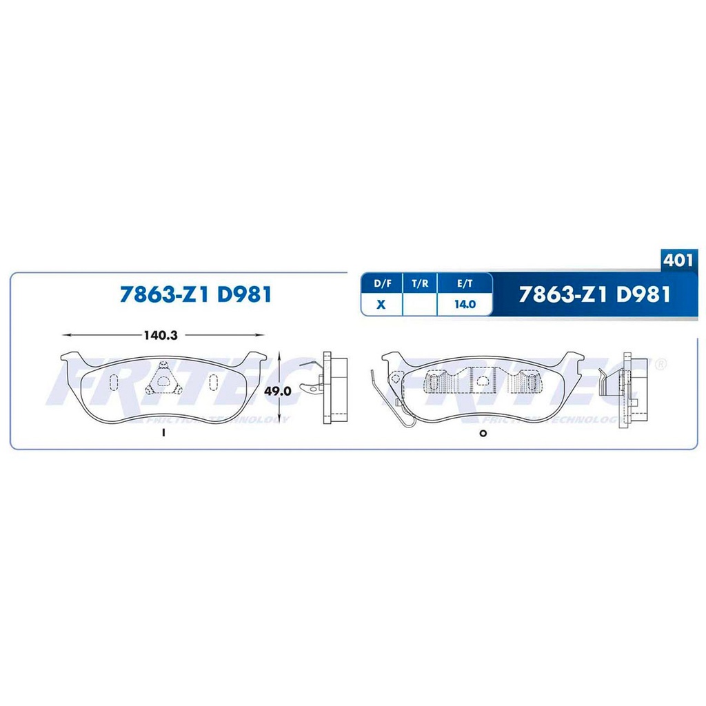 Pastilla para freno de disco Fritec. Formula Ceramic Specific. Trasera Fritec SPC-7863-Z1