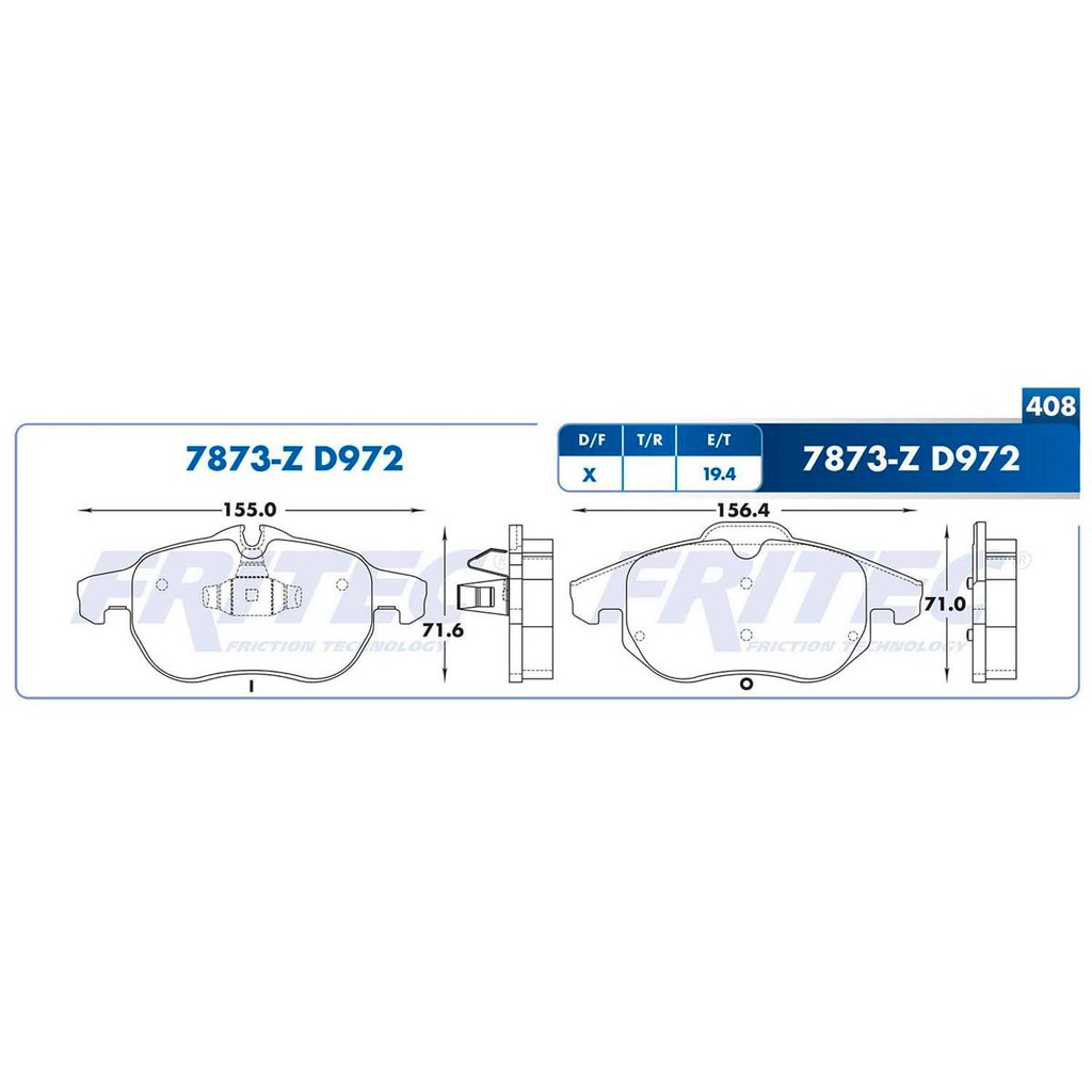 Pastilla para freno de disco Fritec. Formula Ceramic Specific. Delantera Fritec SPC-7873-Z