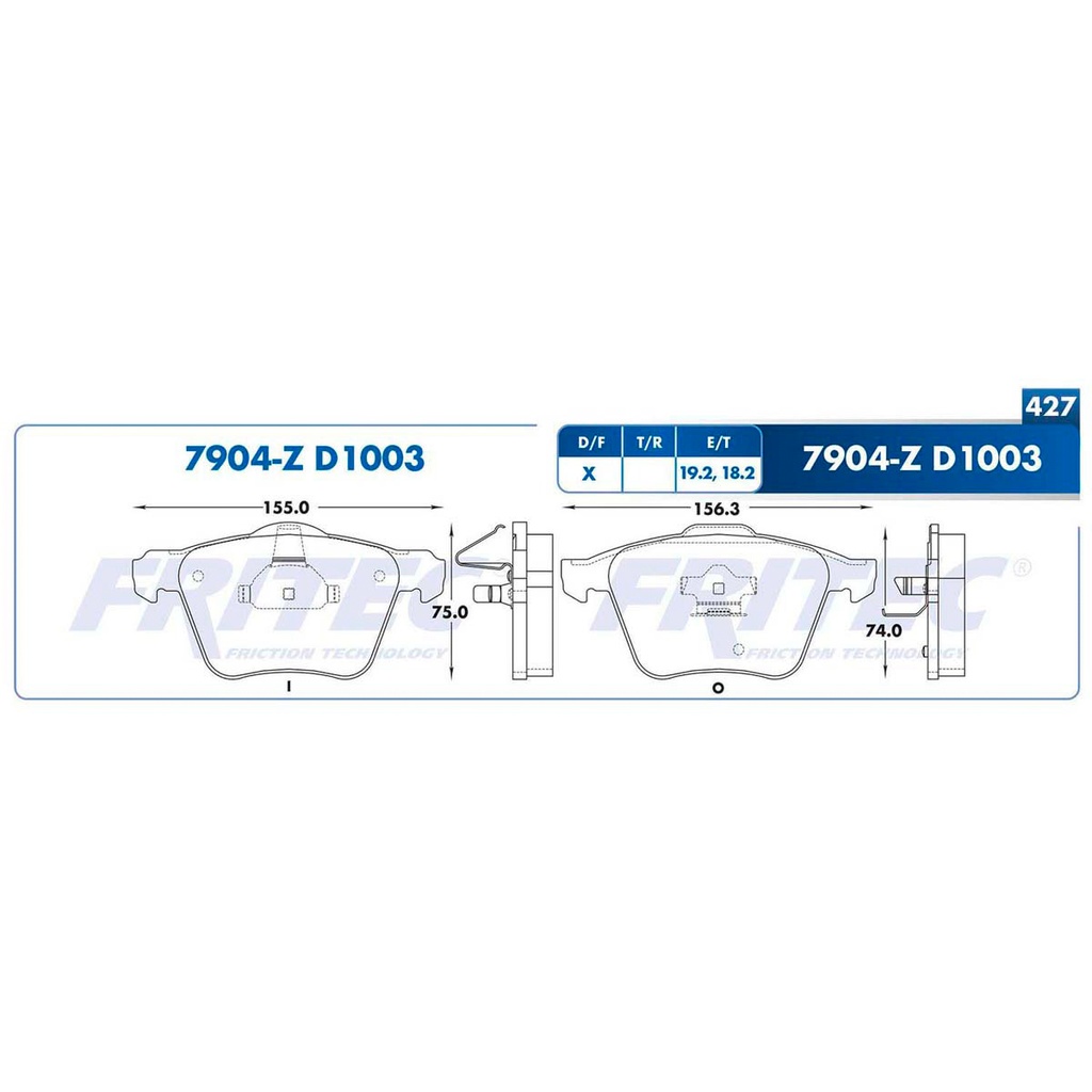 Pastilla para freno de disco Fritec. Formula Ceramic Specific. Delantera Fritec SPC-7904-Z