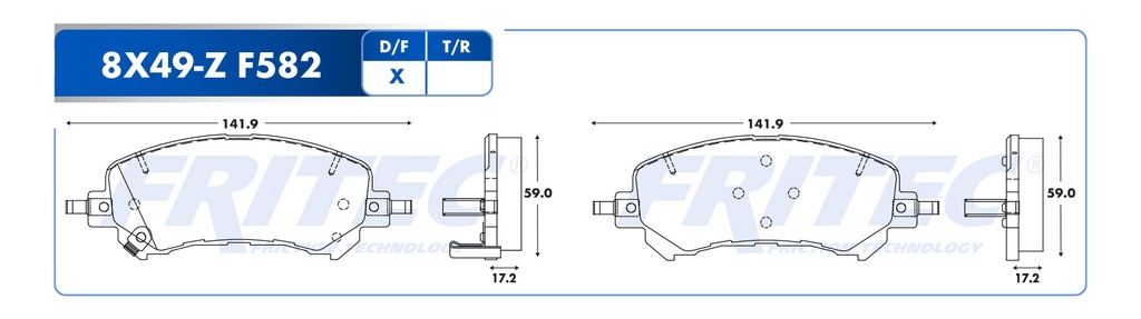 Pastilla para freno de disco Fritec. Formula Ceramic Specific. Delantera Fritec SPC-8X49-Z