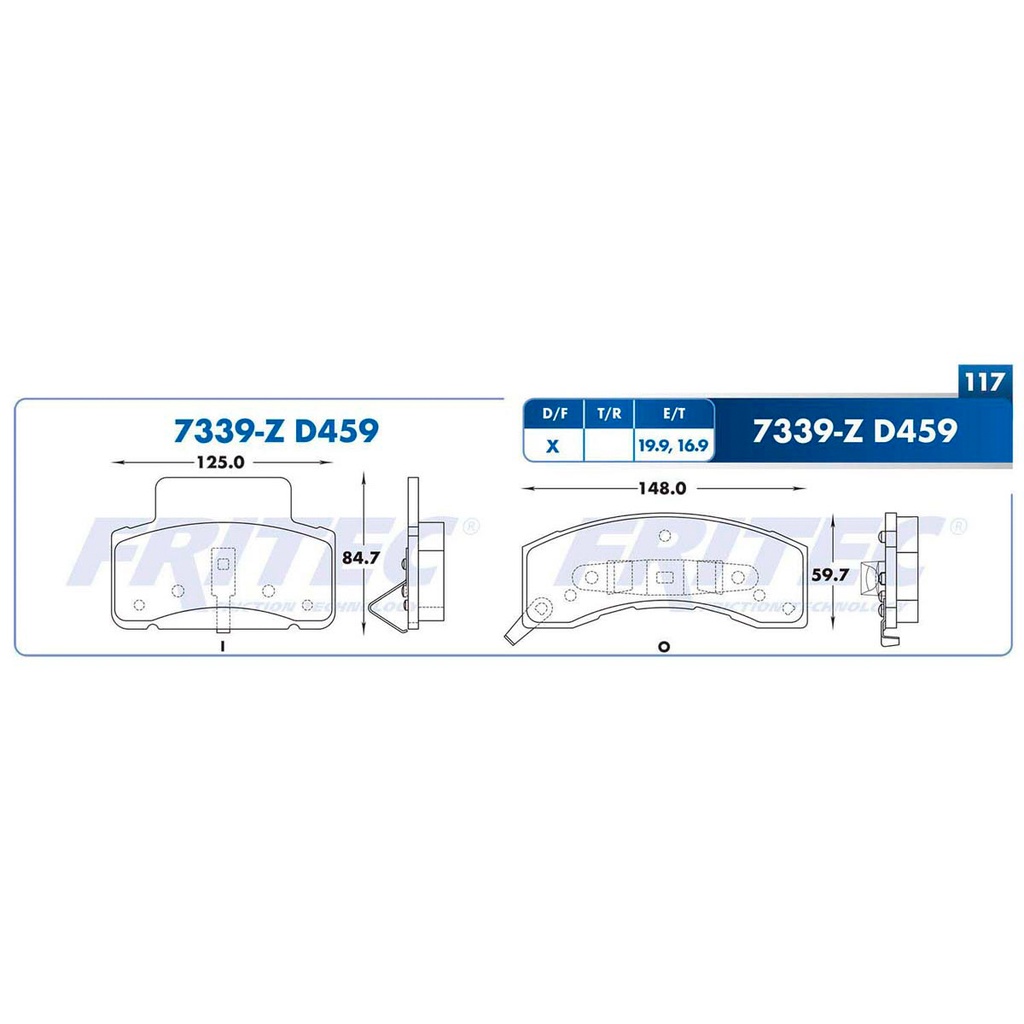 Pastilla para freno de disco Fritec. Formula Ceramic HD. Delantera Fritec SHD7339-Z