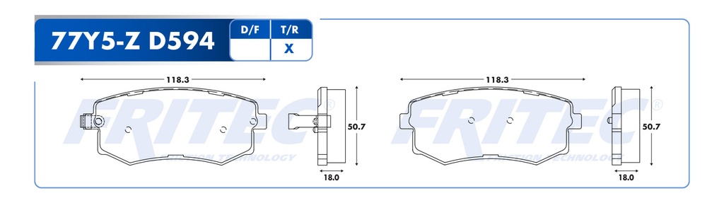 Pastilla para freno de disco Fritec. Formula Ceramic HD. Trasera Fritec SHD77Y5-Z