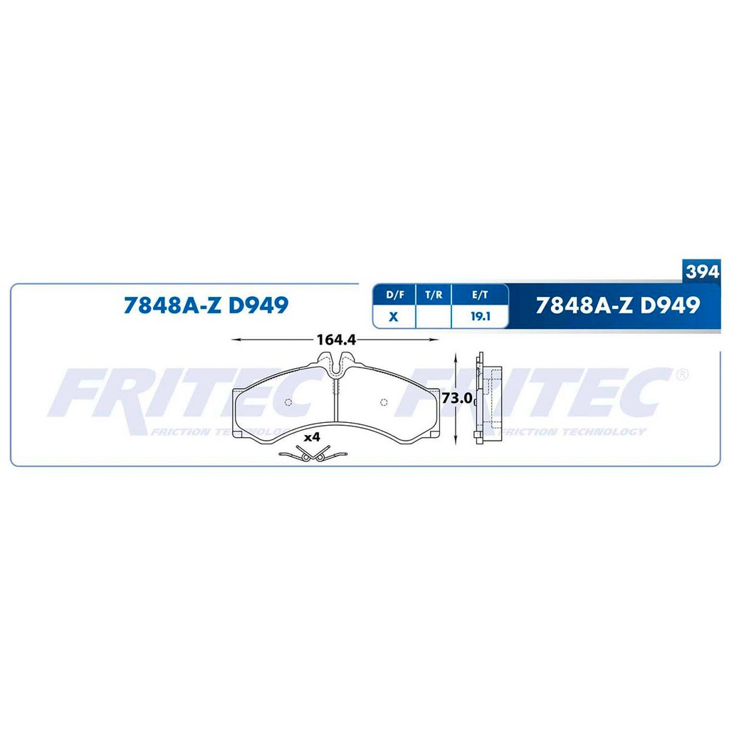 Pastilla para freno de disco Fritec. Formula Ceramic HD. Delantera Fritec SHD7848A-Z