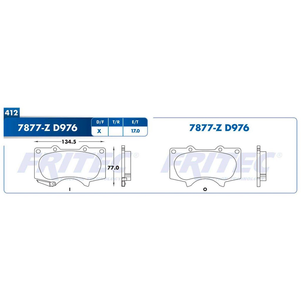 Pastilla para freno de disco Fritec. Formula Ceramic HD. Delantera Fritec SHD7877-Z