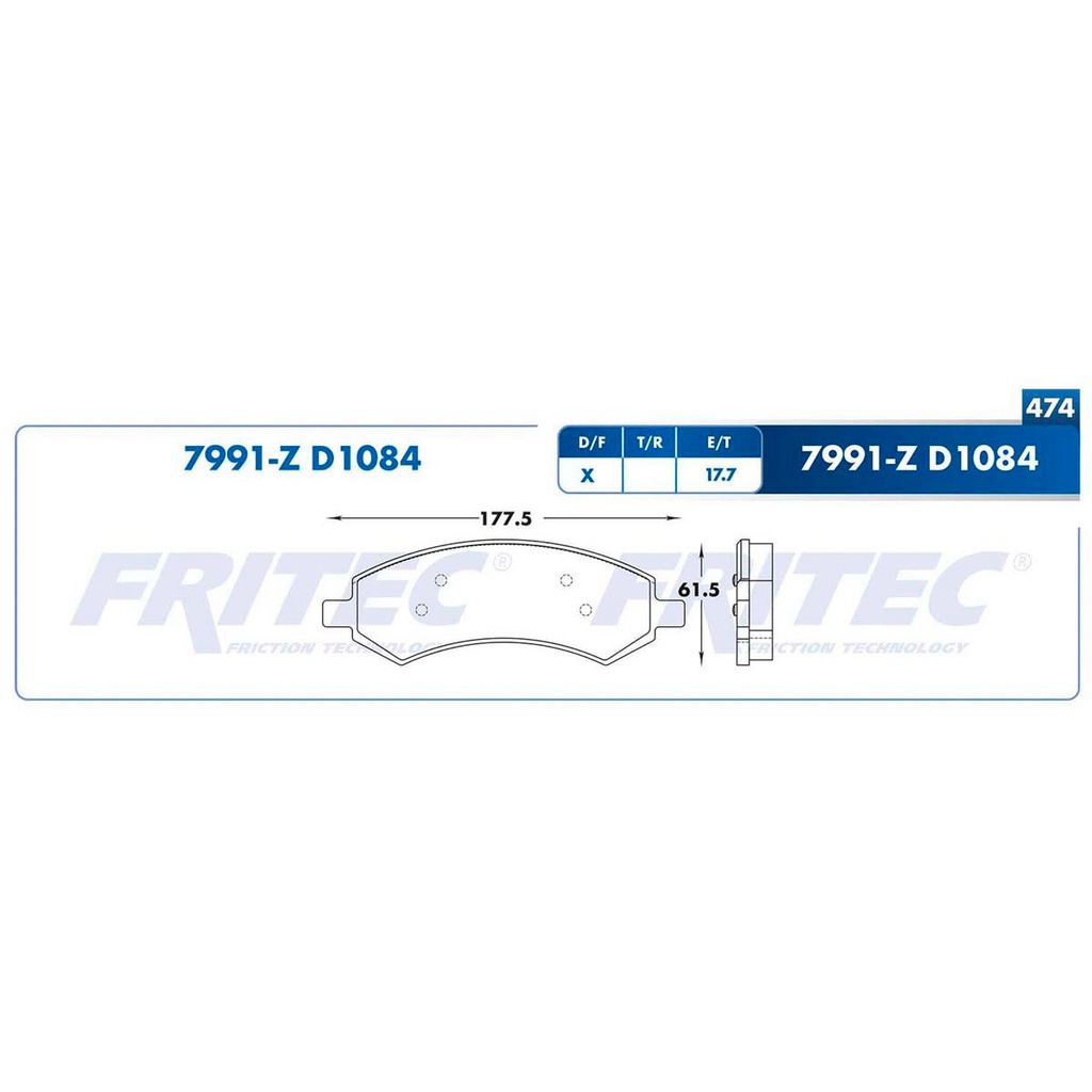 Pastilla para freno de disco Fritec. Formula Ceramic HD. Delantera Fritec SHD7991-Z