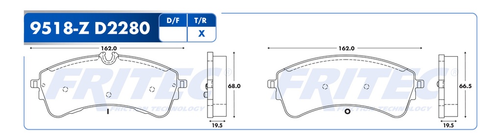 Pastilla para freno de disco Fritec. Formula Ceramic HD. Trasera Fritec SHD9518-Z