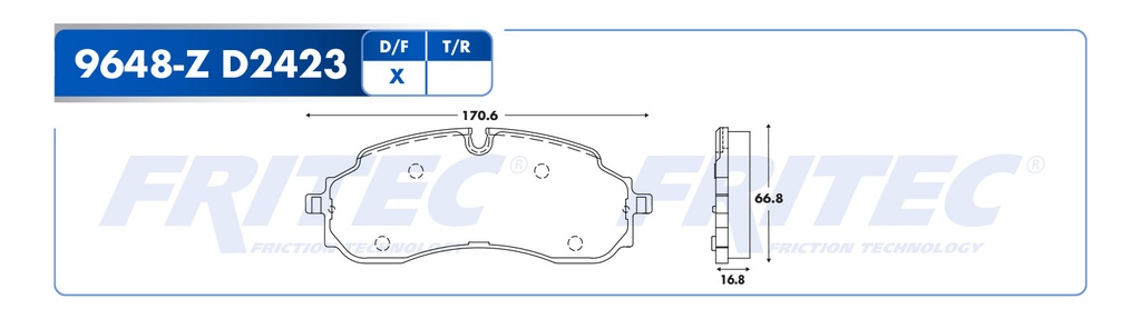 Pastilla para freno de disco Fritec. Formula Ceramic HD. Delantera Fritec SHD9648-Z