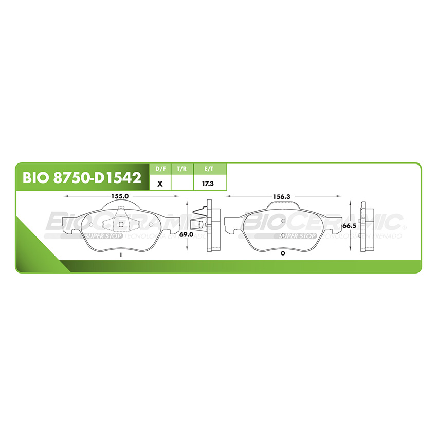BI-BIO 8750-D1542 — Pastilla para freno de disco Bioceramic. Formula Ceramic LowMet. Delantera BioCeramic BIO 8750-D1542