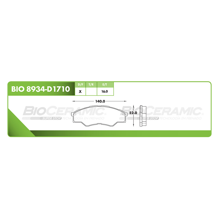 Pastilla para freno de disco Bioceramic. Formula Hibrida LowMet. Delantera BioCeramic BIO 8934-D1710
