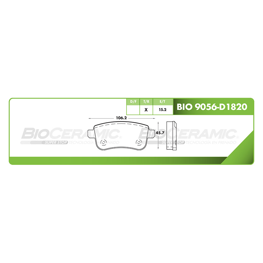 Pastilla para freno de disco Bioceramic. Formula Ceramic LowMet. Trasera BioCeramic BIO 9056-D1820