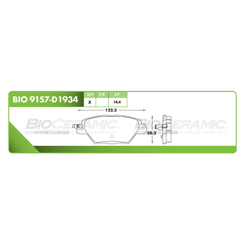 Pastilla para freno de disco Bioceramic. Formula Ceramic LowMet. Trasera BioCeramic BIO 9157-D1934
