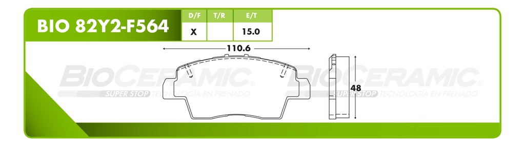 BI-BIO 82Y2-F564 — Pastilla para freno de disco Bioceramic. Formula Ceramica Organica. Delantera BioCeramic BIO 82Y2-F564