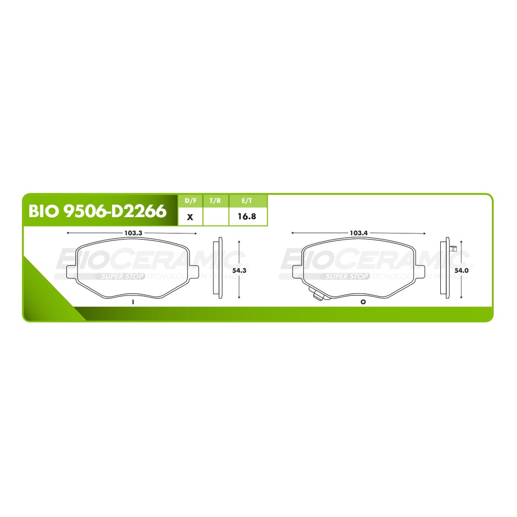 BI-BIO 9506-D2266 — Pastilla para freno de disco Bioceramic. Formula Ceramic LowMet. Delantera BioCeramic BIO 9506-D2266