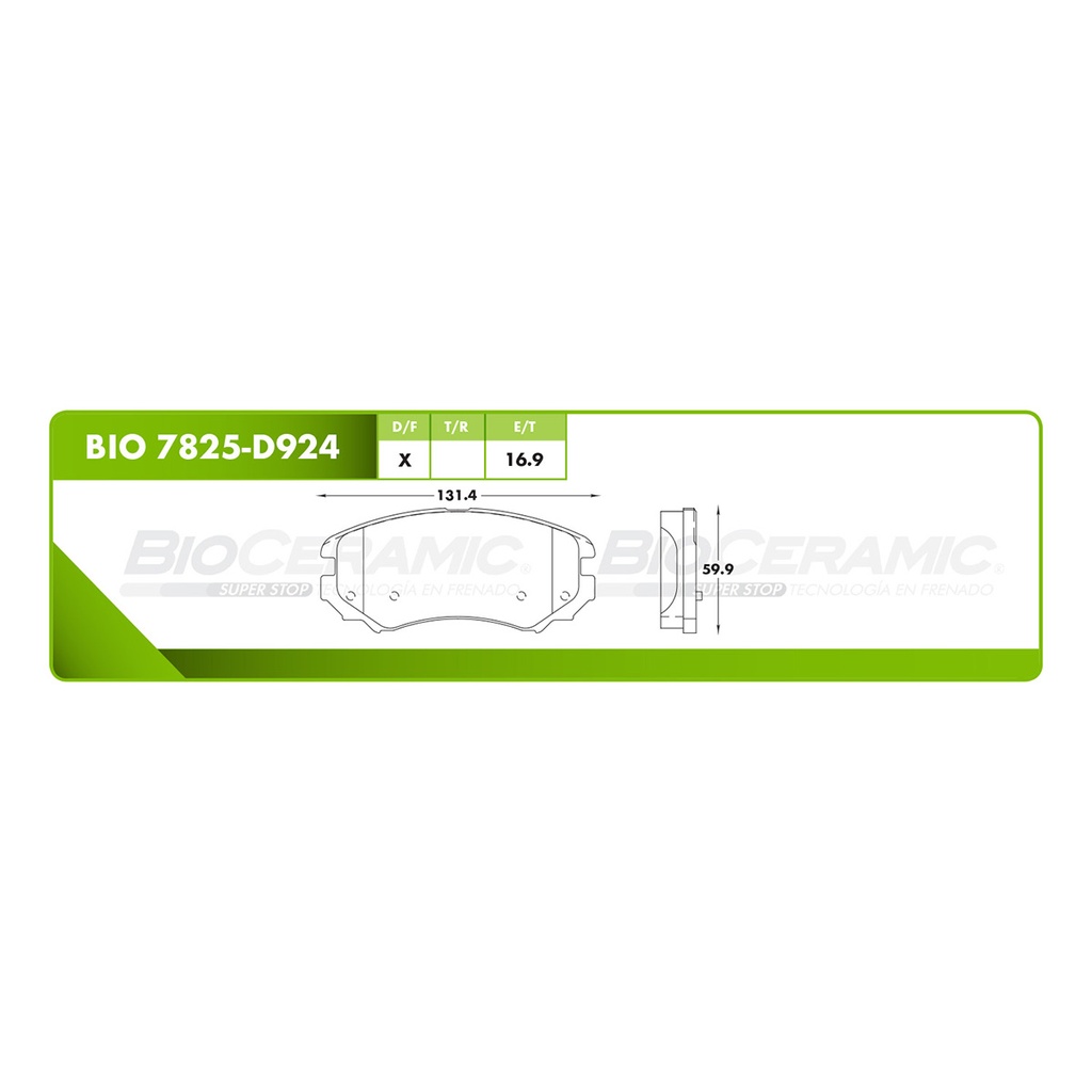 Pastilla para freno de disco Bioceramic. Formula Ceramic LowMet. Delantera BioCeramic BIO 7825-D924