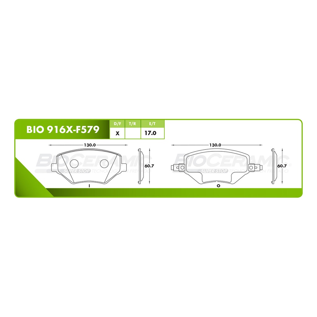 Pastilla para freno de disco Bioceramic. Formula Ceramic LowMet. Delantera BioCeramic BIO 916X-F579