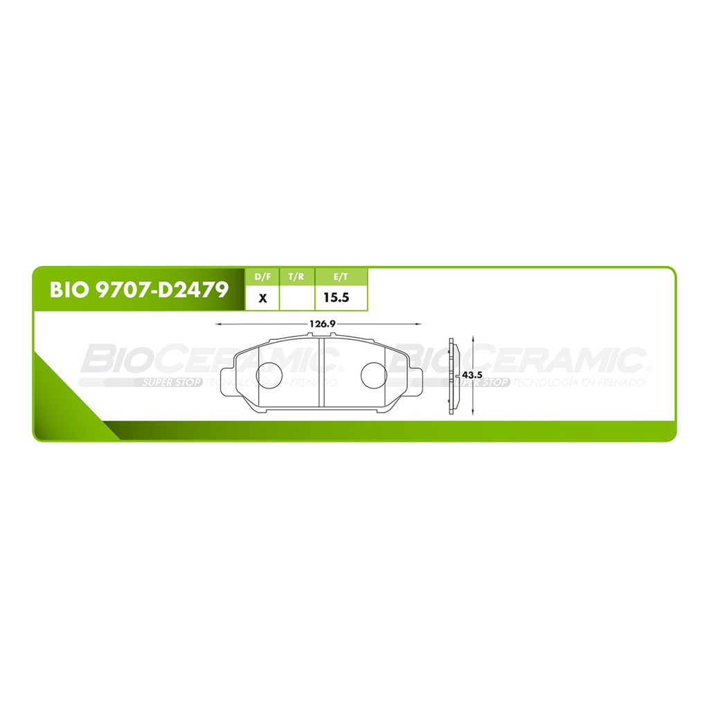 BI-BIO 9707-D2479 — Pastilla para freno de disco Bioceramic. Formula Ceramic LowMet. Delantera BioCeramic BIO 9707-D2479