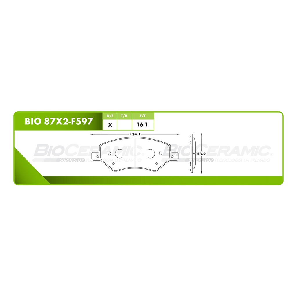 Pastilla para freno de disco Bioceramic. Formula Ceramic LowMet. Delantera BioCeramic BIO 87X2-F597