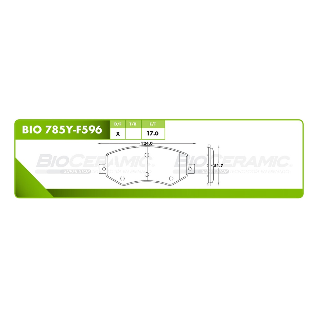 BI-BIO 785Y-F596 — Pastilla para freno de disco Bioceramic. Formula Ceramic LowMet. Delantera BioCeramic BIO 785Y-F596