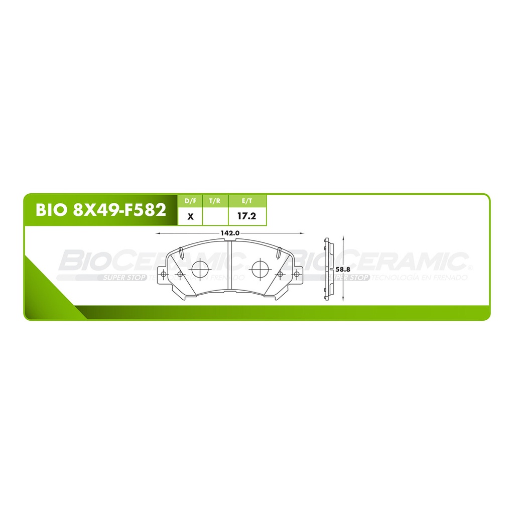 BI-BIO 8X49-F582 — Pastilla para freno de disco Bioceramic. Formula Ceramic LowMet. Delantera BioCeramic BIO 8X49-F582