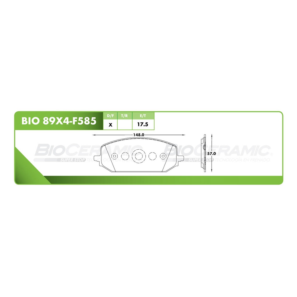BI-BIO 89X4-F585 — Pastilla para freno de disco Bioceramic. Formula Ceramic LowMet. Delantera BioCeramic BIO 89X4-F585