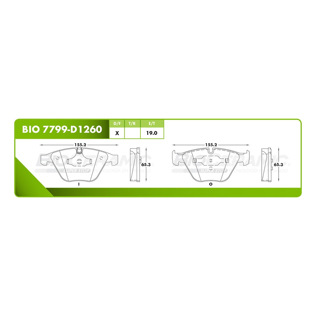 BI-BIO 7799-D1260 — Pastilla para freno de disco Bioceramic. Formula Ceramic LowMet. Trasera BioCeramic BIO 7799-D1260