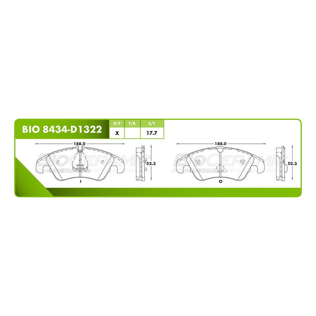 Pastilla para freno de disco Bioceramic. Formula Ceramic LowMet. Trasera BioCeramic BIO 8434-D1322