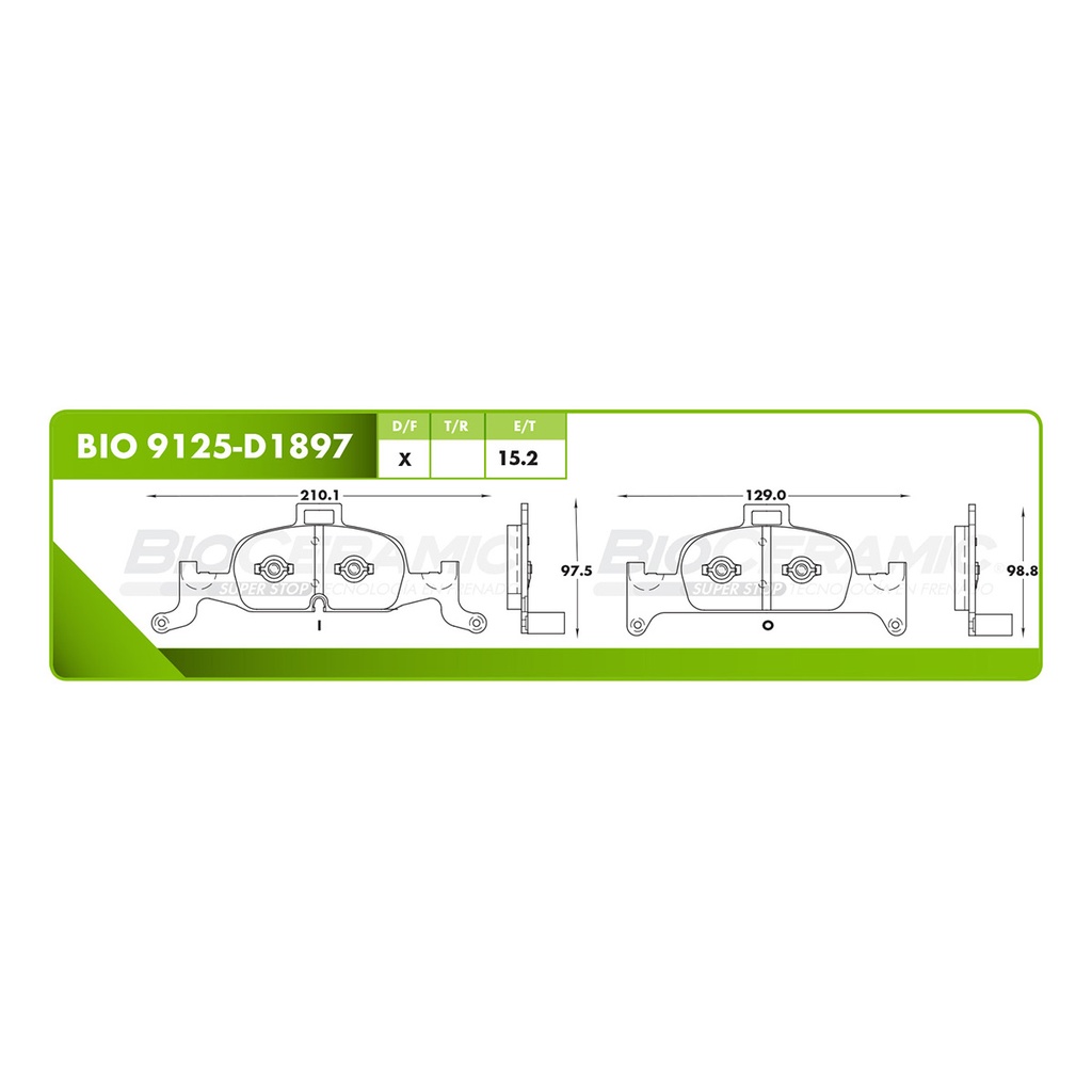 Pastilla para freno de disco Bioceramic. Formula Ceramic LowMet. Delantera BioCeramic BIO 9125-D1897