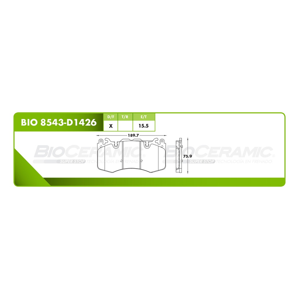 BI-BIO 8543-D1426 — Pastilla para freno de disco Bioceramic. Formula Ceramic LowMet. Delantera BioCeramic BIO 8543-D1426