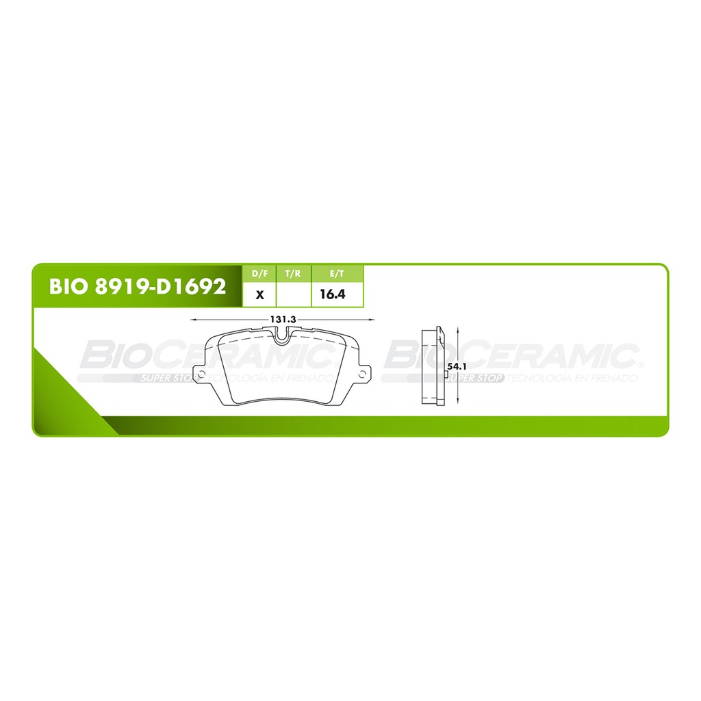 BI-BIO 8919-D1692 — Pastilla para freno de disco Bioceramic. Formula Ceramic LowMet. Delantera BioCeramic BIO 8919-D1692