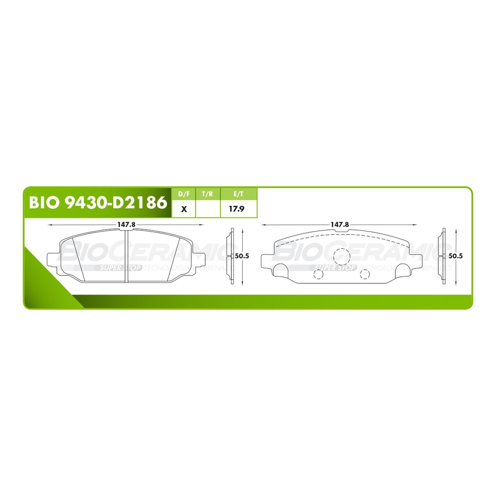 Pastilla para freno de disco Bioceramic. Formula Ceramic LowMet. Trasera BioCeramic BIO 9430-D2186