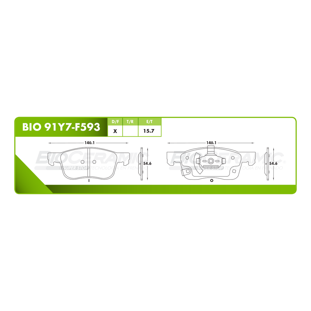 BI-BIO 91Y7-F593 — Pastilla para freno de disco Bioceramic. Formula Ceramic LowMet. Delantera BioCeramic BIO 91Y7-F593