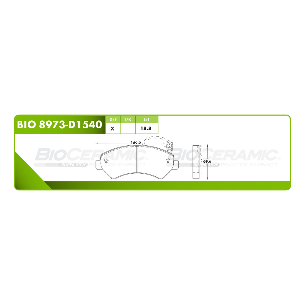 BI-BIO 8973-D1540 — Pastilla para freno de disco Bioceramic. Formula Ceramic LowMet. Delantera BioCeramic BIO 8973-D1540