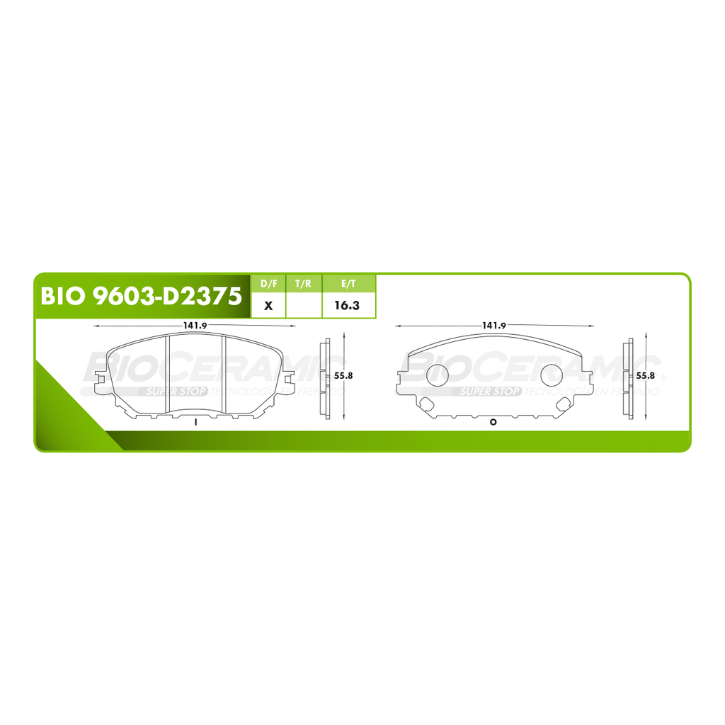 BI-BIO 9603-D2375 — Pastilla para freno de disco Bioceramic. Formula Ceramic LowMet. Delantera BioCeramic BIO 9603-D2375